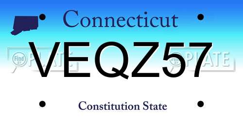VEQZ57 Connecticut License Plate