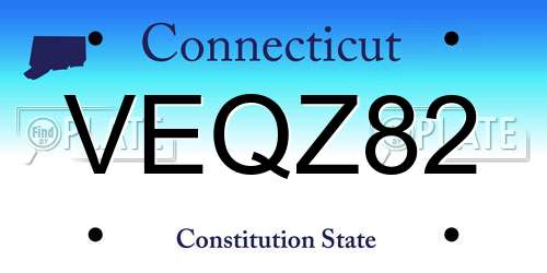 VEQZ82 Connecticut License Plate