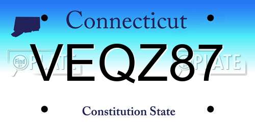 VEQZ87 Connecticut License Plate