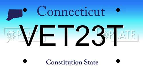 VET23T Connecticut License Plate