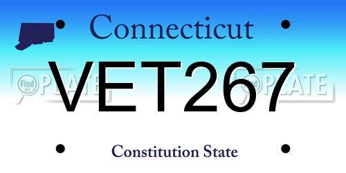 VET267 Connecticut License Plate