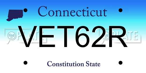 VET62R Connecticut License Plate