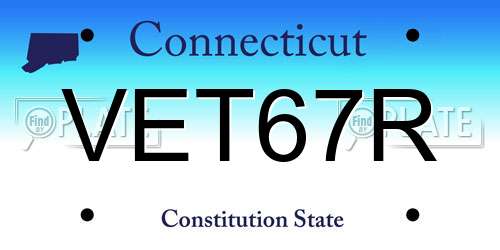 VET67R Connecticut License Plate