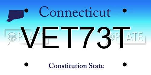 VET73T Connecticut License Plate
