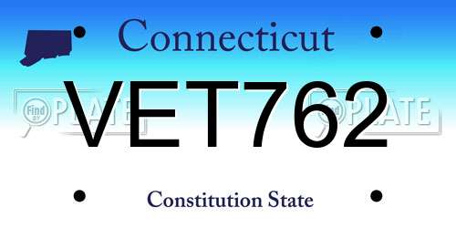 VET762 Connecticut License Plate