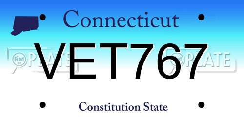 VET767 Connecticut License Plate