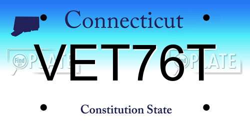 VET76T Connecticut License Plate