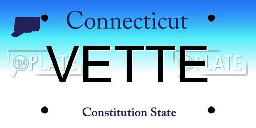 VETTE Connecticut License Plate
