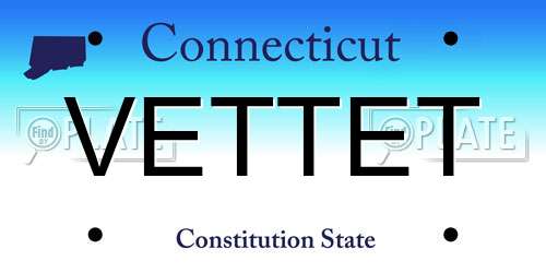 VETTET Connecticut License Plate