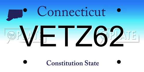 VETZ62 Connecticut License Plate