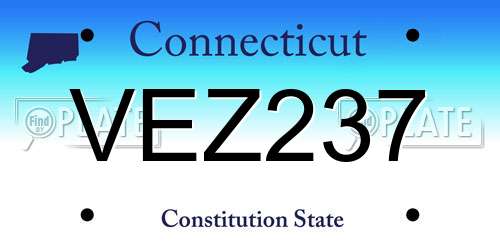 VEZ237 Connecticut License Plate