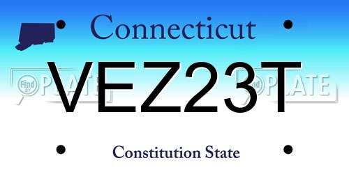 VEZ23T Connecticut License Plate