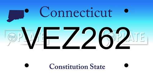 VEZ262 Connecticut License Plate
