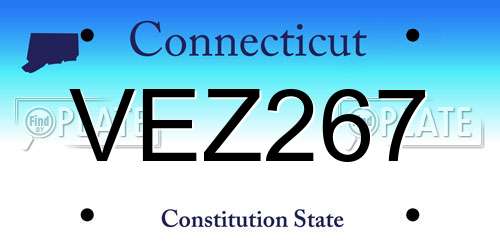 VEZ267 Connecticut License Plate