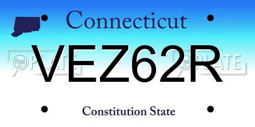 VEZ62R Connecticut License Plate