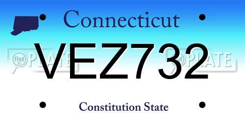 VEZ732 Connecticut License Plate