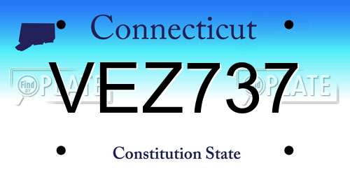 VEZ737 Connecticut License Plate