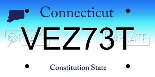 VEZ73T Connecticut License Plate