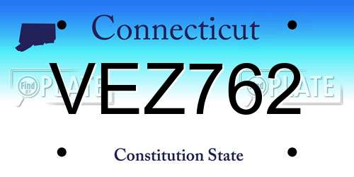 VEZ762 Connecticut License Plate