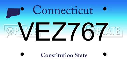 VEZ767 Connecticut License Plate