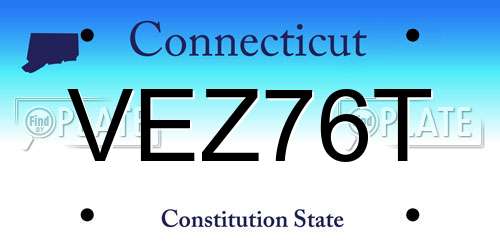 VEZ76T Connecticut License Plate
