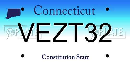 VEZT32 Connecticut License Plate