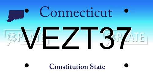 VEZT37 Connecticut License Plate