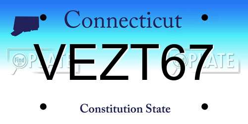 VEZT67 Connecticut License Plate