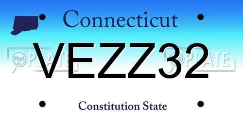 VEZZ32 Connecticut License Plate