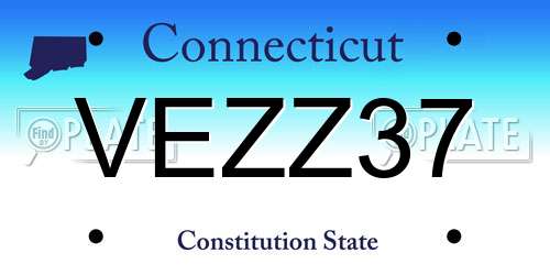 VEZZ37 Connecticut License Plate