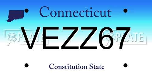 VEZZ67 Connecticut License Plate