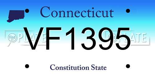 VF1395 Connecticut License Plate