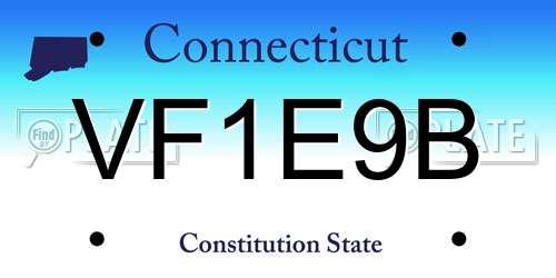 VF1E9B Connecticut License Plate