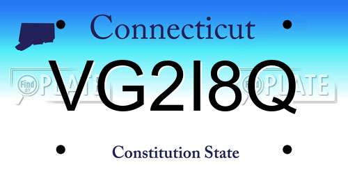 VG2I8Q Connecticut License Plate