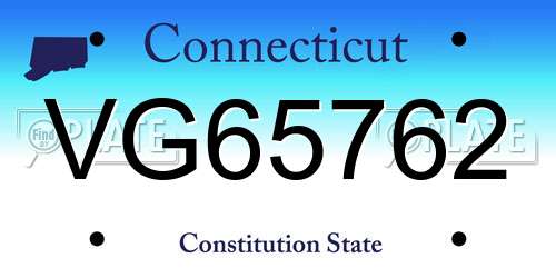 VG65762 Connecticut License Plate