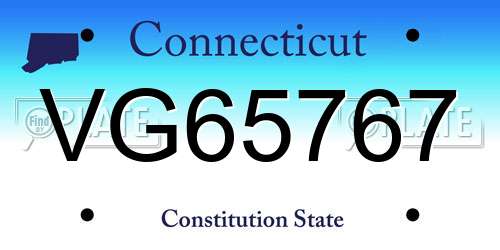 VG65767 Connecticut License Plate