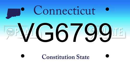 VG6799 Connecticut License Plate