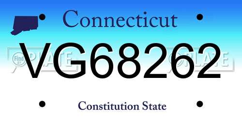 VG68262 Connecticut License Plate