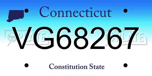 VG68267 Connecticut License Plate
