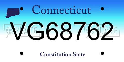 VG68762 Connecticut License Plate