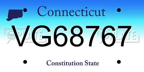 VG68767 Connecticut License Plate