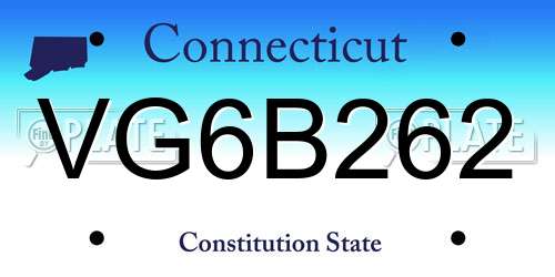 VG6B262 Connecticut License Plate