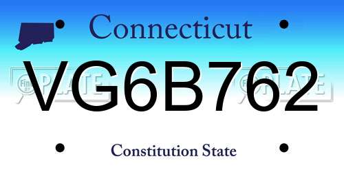 VG6B762 Connecticut License Plate