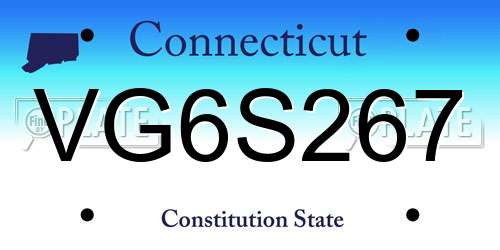 VG6S267 Connecticut License Plate
