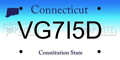 VG7I5D Connecticut License Plate