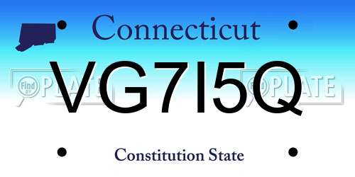 VG7I5Q Connecticut License Plate