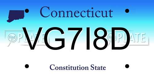 VG7I8D Connecticut License Plate