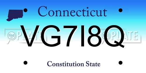 VG7I8Q Connecticut License Plate