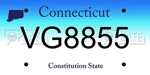 VG8855 Connecticut License Plate