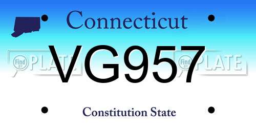VG957 Connecticut License Plate